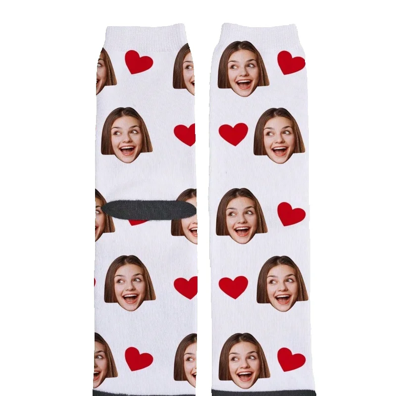 Aangepaste gezichtssokken Gepersonaliseerde fotosokken Aanpasbare grappige sokken met uw foto Twee maten beschikbaar Uniek cadeau voor koppels
