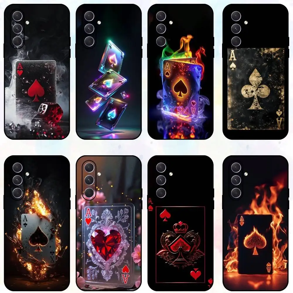 

A-Ace Art Spades Phone Case For Samsung Galaxy A73,A72,A71,A70,A53,A52,A51,Others Soft Black Shell