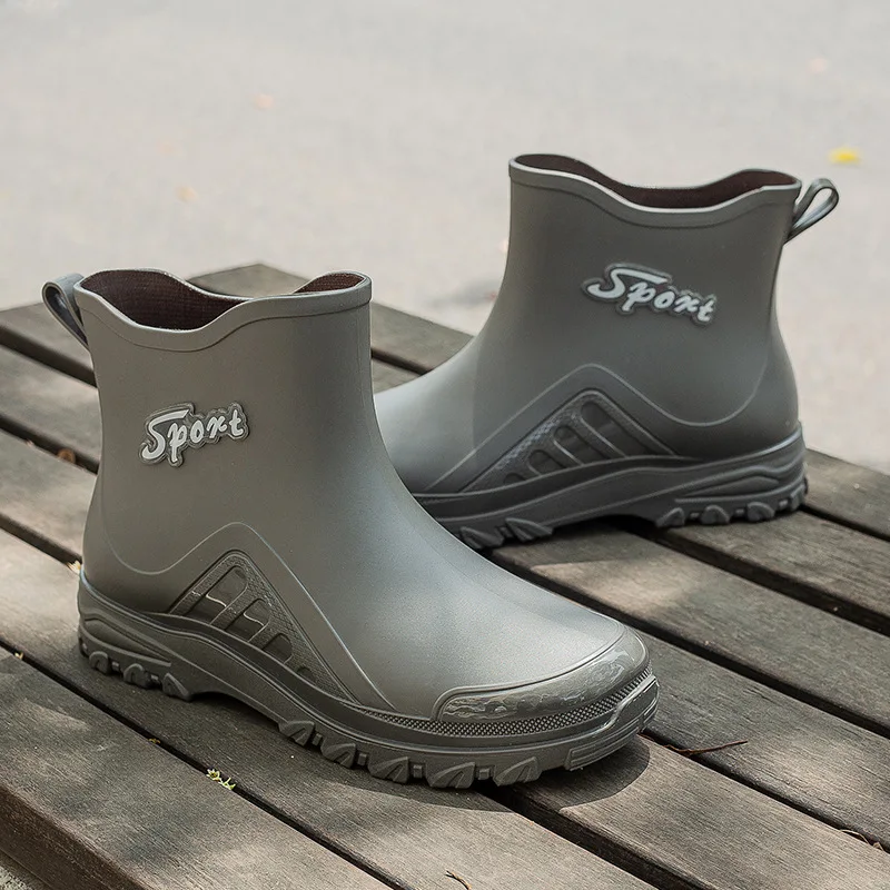 Mens Deck Boots Fishing Booties Rubber Waterproof Ankle Rain Boots Chelsea Boots for Garden Fishing Boating Camping Sailing