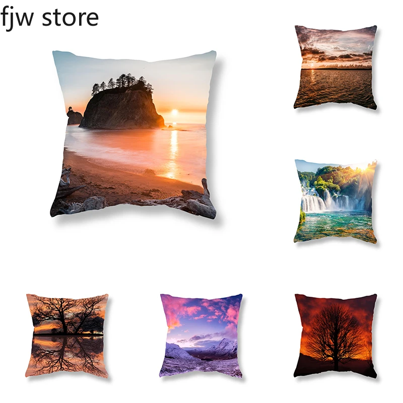 

Sunset Scenery Printed Throw Pillow Cover Sofa Decoration Bedroom Room Bedside Seat Cushion Home Decor