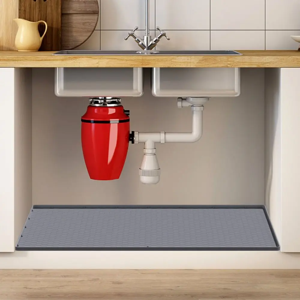 

Square Silicone Under Sink Mat Easy To Clean Waterproof Drain Pad Non-Slip Heat Resistant Cabinet Liner Mat Kitchen