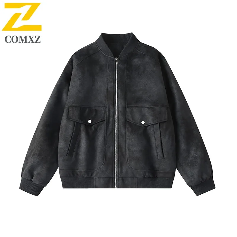 

COMXZ Мужская дорожная куртка вневременной дизайн с воротником-стойкой уличная легкая мотоциклетная куртка повседневная модная комфортная осенняя молния