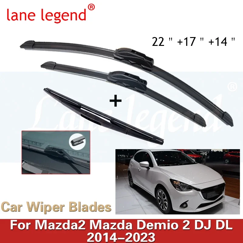 

Car Wiper Front & Rear Wiper Blades Set For Mazda2 Mazda Demio 2 DJ DL 2014 - 2023 Windshield Windscreen Window 22"+17"+14"