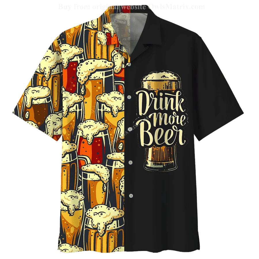 Männer Shirts Bier 3d Druck Hemd Männer Mode Shirts Einreiher Kurzarm Hawaiian Shirt Strand Casual Bluse kleidung Teen