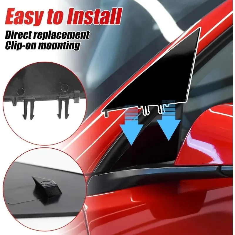 New Reversing Mirror Assembly 1 Pair Triangle Trim Plate 1130655-00-D 1130656-00-D For Tesla Model 3 2017-2024
