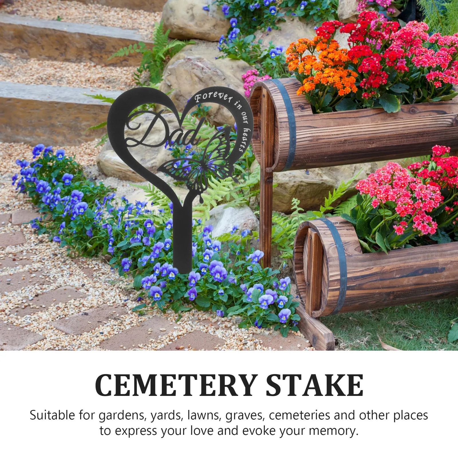 

Cemetery Memorial Heart Shaped Metal Stake Garden Grave Marker Yard Decoration Cemetery Memorial Heart Shaped Stake