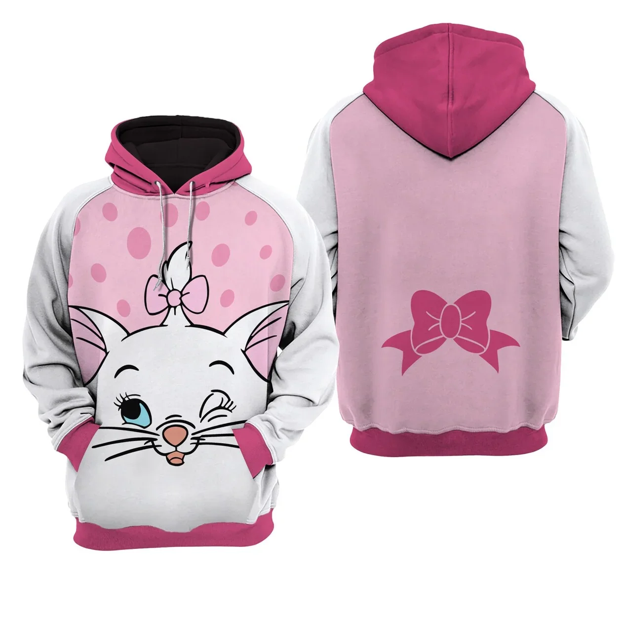 Disney Pink Mary Cat Men 3d Hoodie Disney 3d Hoodie Y2k Fashion Sweatshirt Women's Kids Tops Casual Hoodie