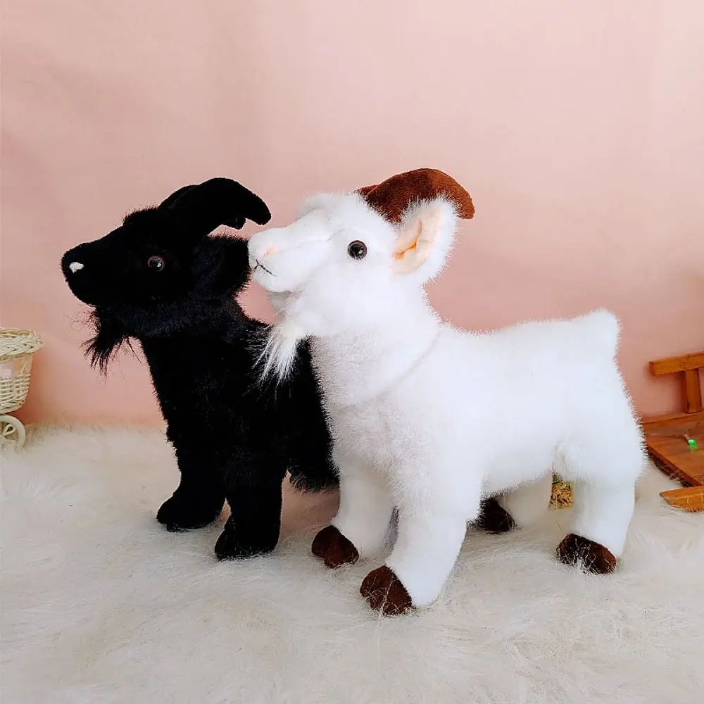

PP Cotton Baby Goat Plush Doll Fluffy 18/30cm Horned Sheep Plush Toys Cute Stuffed Baby Goat Keychain Room Decoration