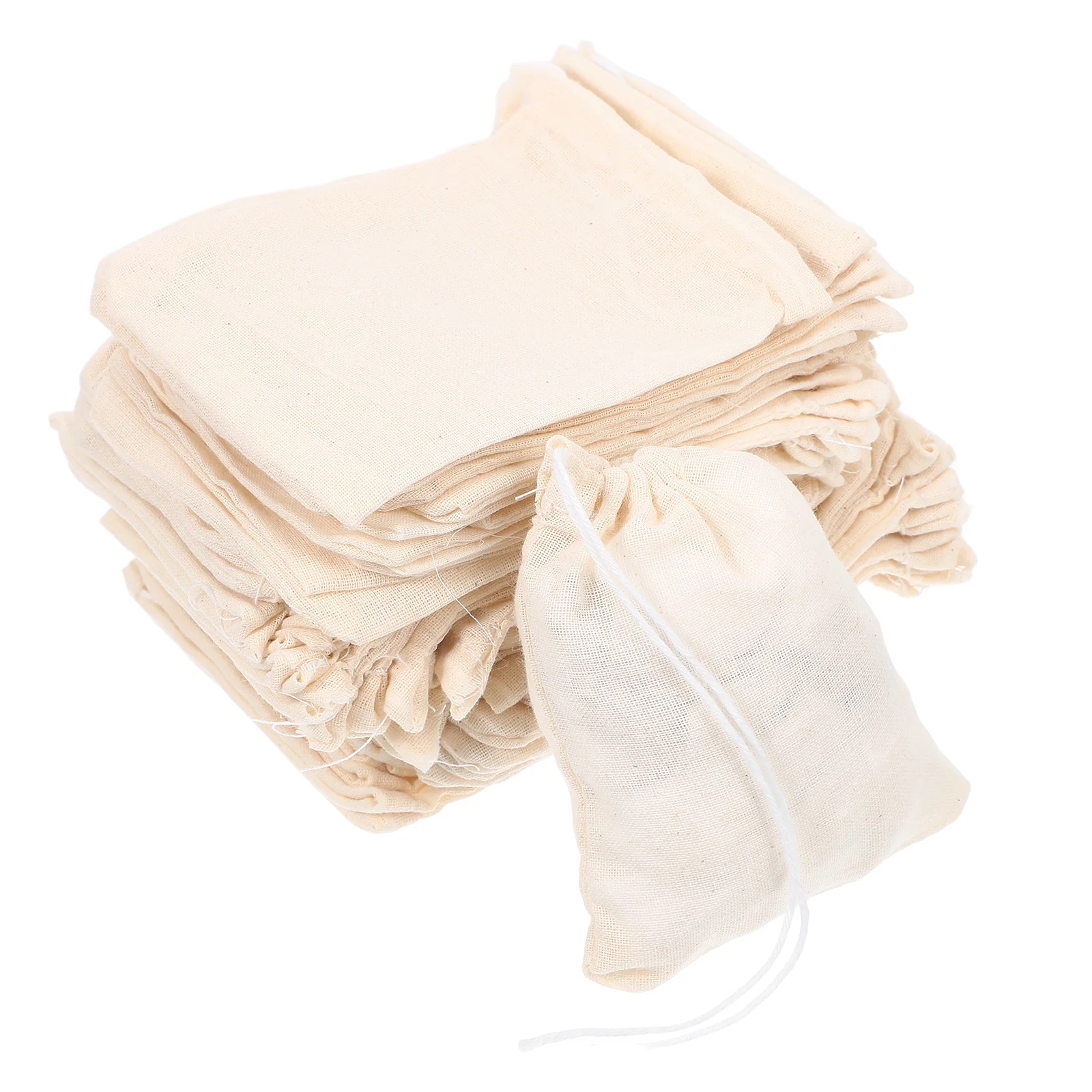 

60 Pcs Cotton Herbal Decoction Bags Drawstring Muslin Pouches Reusable Tea Soup Strainer Burlap Filter Storage Bag Cooking Home