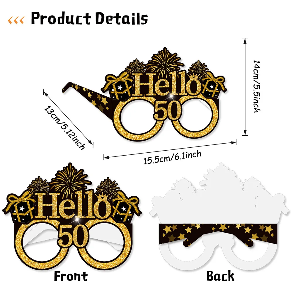 30th 40th 50th Birthday Party Paper Glasses Black Gold Happy Birthday Party Decor 30/40/50 Years Old Birthday Party Supplies 8pc