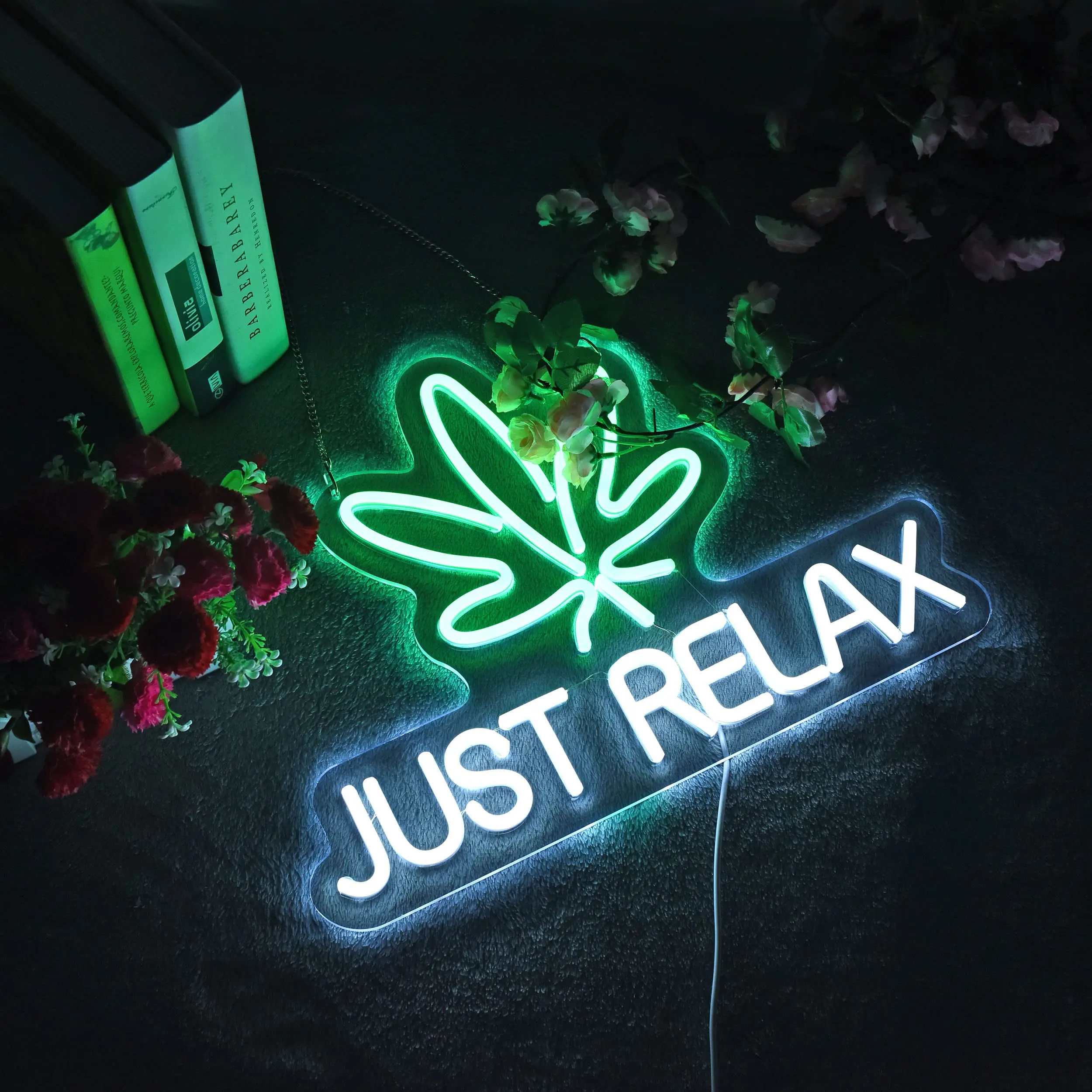 Sign Just Relax LED Neon Lights Signs for Wall Decor,Bedroom,Game Room, Party, Bar Decor,Powered by USB with Dimmable Switch