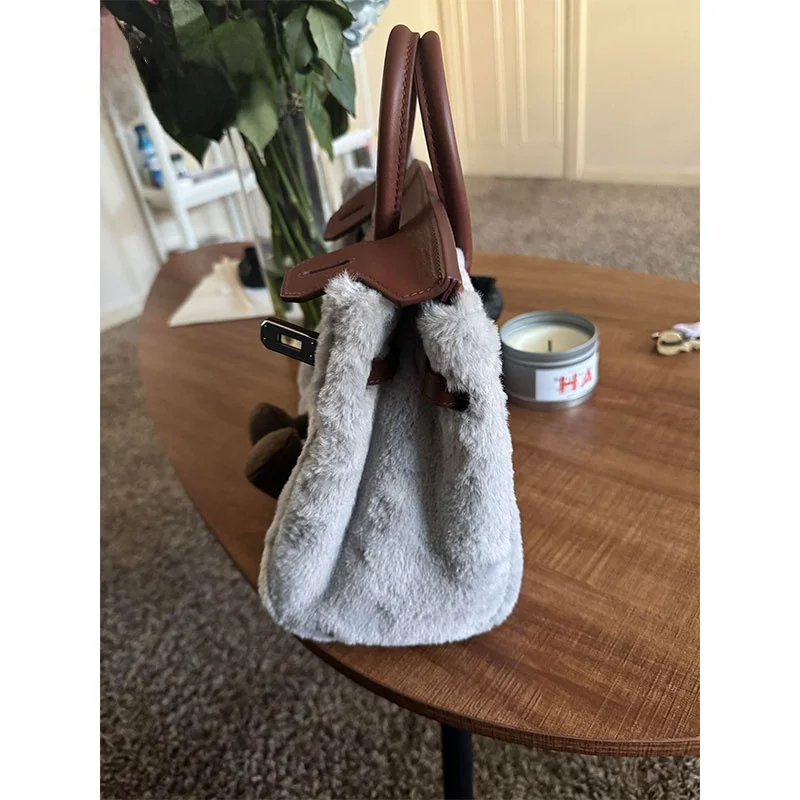 حقيبة كتف نسائية لطيفة من القطيفة، حقيبة يد كرتونية أنيقة، حقيبة كيلي مع حزام كتف قابل للفصل، متوسطة الصلابة