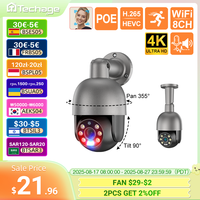 Techage 4K 8MP 5MP PTZ Security POE IP Camera CCTV Surveillance Video Camera Outdoor Ai Human Detection Two Way Audio ONVIF