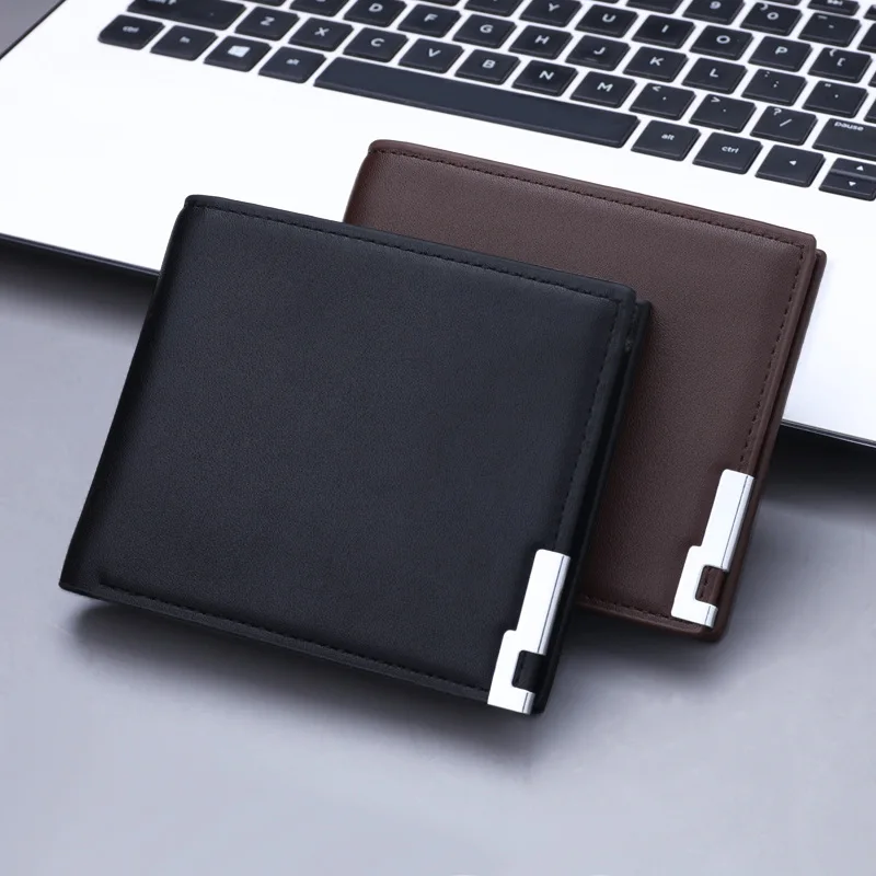 Men's Short PU Leather Wallet Simple Solid Color Fashion Thin Money Credit Card Holder Bag Men's Birthday Gift