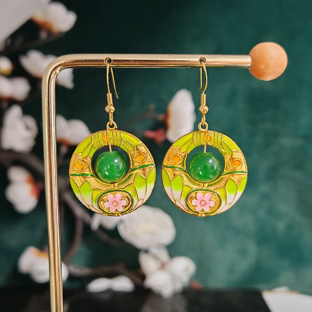 

SHXIGreen Pearl White Flower Earrings | 925 Silver Hypoallergenic | Zen Oriental Boho For Qipao 2025​