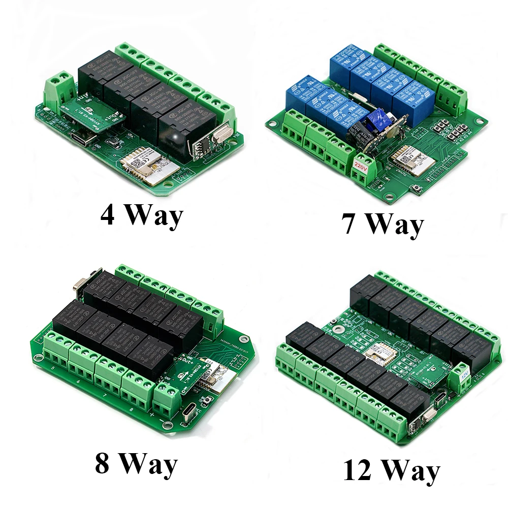 Tuya WiFi Switch 4/7/8/12/24 Way DC 7-27V AC 85-250V Wireless Relay Switch Module Smart Life APP Remote Control with RF 433MHZ