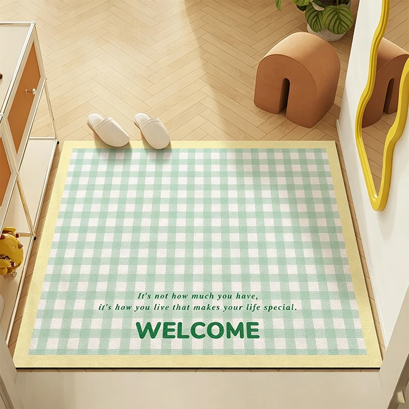 Entrance Door Mat Pvc Leather Carpet Anti-slip Waterproof Dirt-resistant Carpets High-end Entryway Rug Home Decor Floor Mats