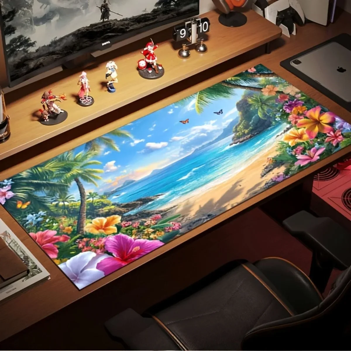 Hawaiian Beach Paradise Printed Mouse Pad Turquoise Ocean Non-Slip Rubber Base Durable Desk Mat For Gaming Office PC