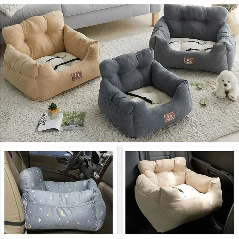 Dog Car Seat with Safety Belt Four Season Universal Pet Ooster Nest Cushion Washable Dogs Cats Sofa Bedding Travel Mattress