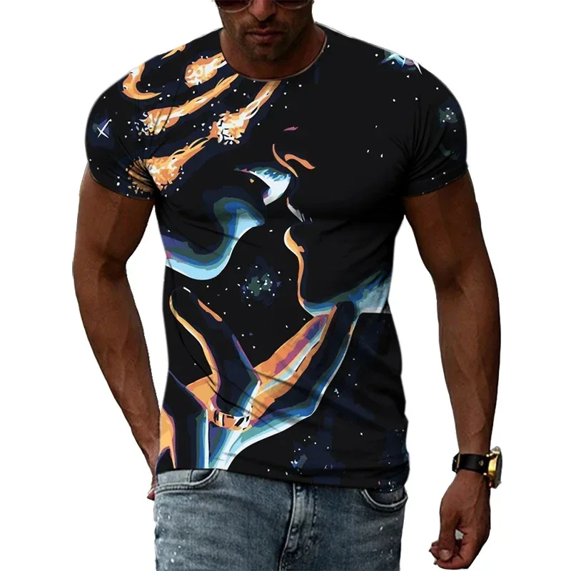 

Personality Abstract Graphic T-Shirt For Men Colorful 3D Print Tees Summer Fashion Street Harajuku O-Neck Short Sleeves T Shirts