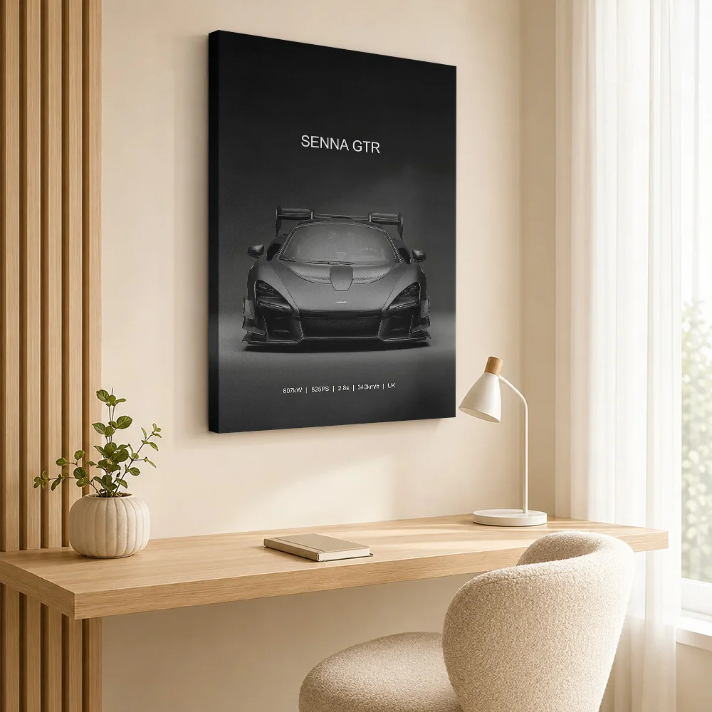 Striking supercar Senna GTR Matte Black car Canvas Print Poster Personalized Photo Automotive Canvas Wall Art for Garage Decor