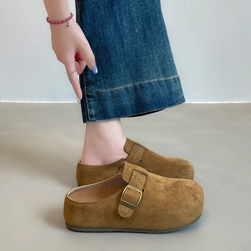 Trendy Retro Closed Toe Mules, Thick Sole Anti-slip Versatile Slip On Lazy Footwear for Women