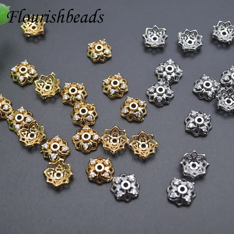 50pcs/lot Gold Silver Color Brass Gold Plated Flower End Bead Caps Spacer Beads Jewelry Making DIY Findings Accessories