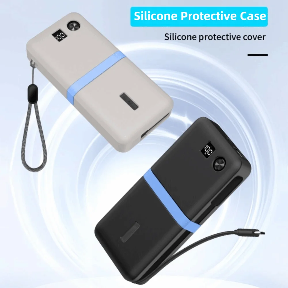Silicone Portable Charger Protective Case Anti Drop A1383 Carrying Organizer Bag Shockproof Soft for Anker 20000mAh 87W