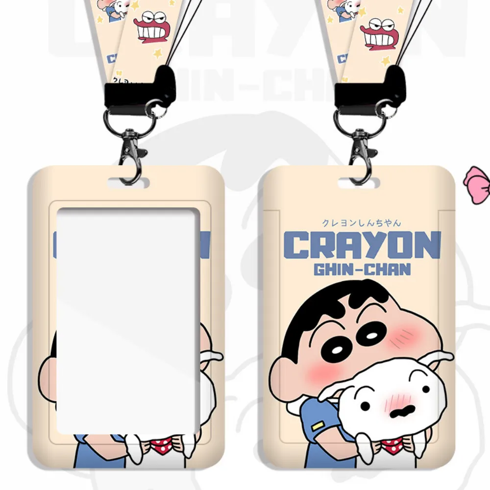 Figuras de Anime de la Serie Crayon Shin-chan, Porta Tarjetas de Identificación para Estudiantes con Cordón, Porta Tarjetas de Comida y Acceso, Regalo de Shin-chan