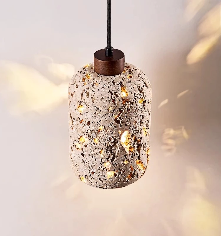 Creative Natural Stone Pendant Lamp Art E27 Bulb Wire