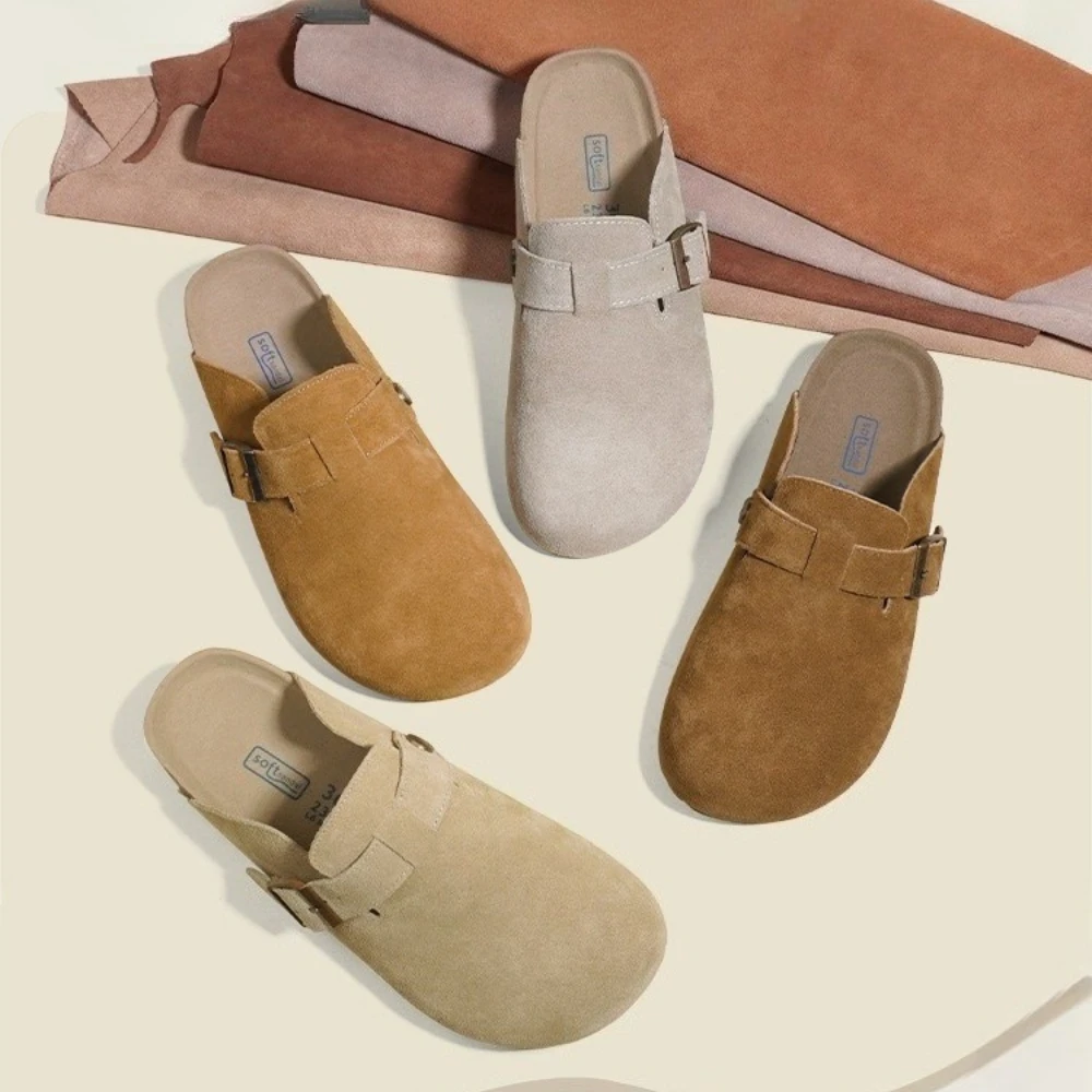 Cowhide leather soft soled shoes, anti slip, outdoor soft soled, Haken half bag slippers, unisex, Haken shoes, 2026 new