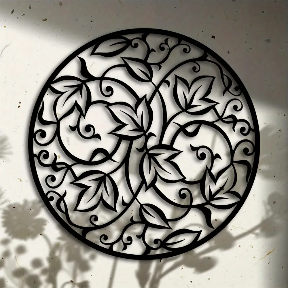 CIFBUY Metal Wall Art Iron Mandala Decor Boho Zen Home Yoga Patio Indoor Outdoor Elegant Black Ironwork