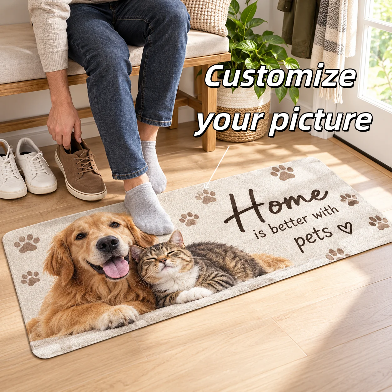 Customizable Flannel Floor Mats Soft Plush Carpet for Home Decor Custom Logo Personalized Mat for Living Room Bedroom 45x120cm