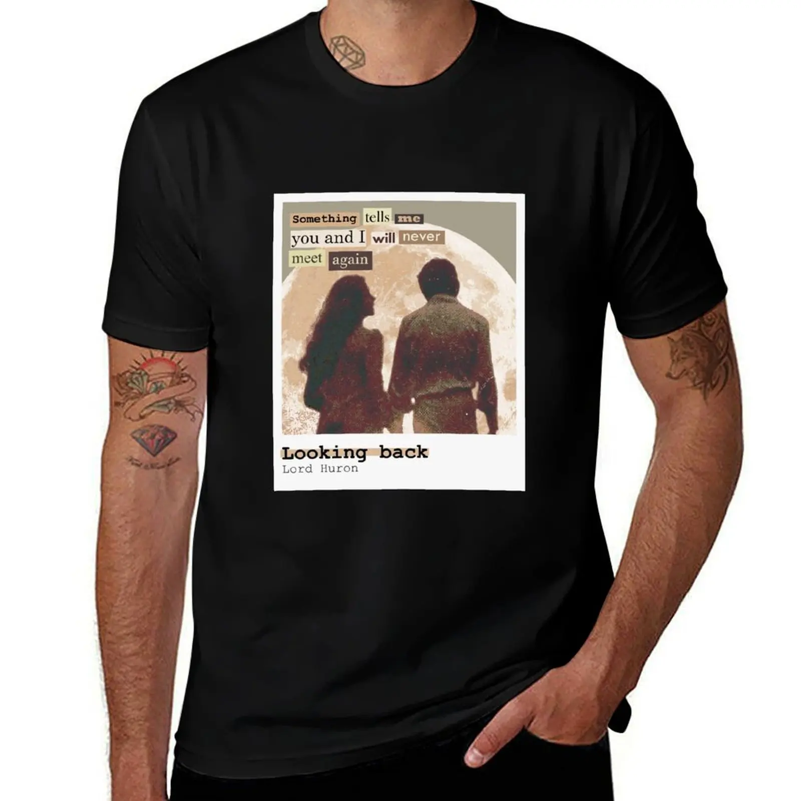 

Looking Back Lord Huron Song Poster Polaroid Collage T-Shirt funny shirt cotton designer shirts vintage clothes Men's clothing