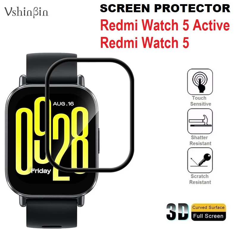 100PCS 3D Soft Screen Protector for Redmi Watch 5 Active / Redmi Watch 5 Lite Smart Watch Full Cover HD Clear Protective Film