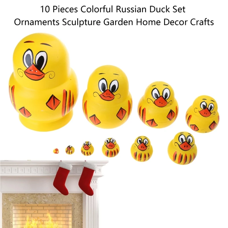 10 Pieces Set Russian Duck Collection Sculpture Simulation Duck Toy Decoration