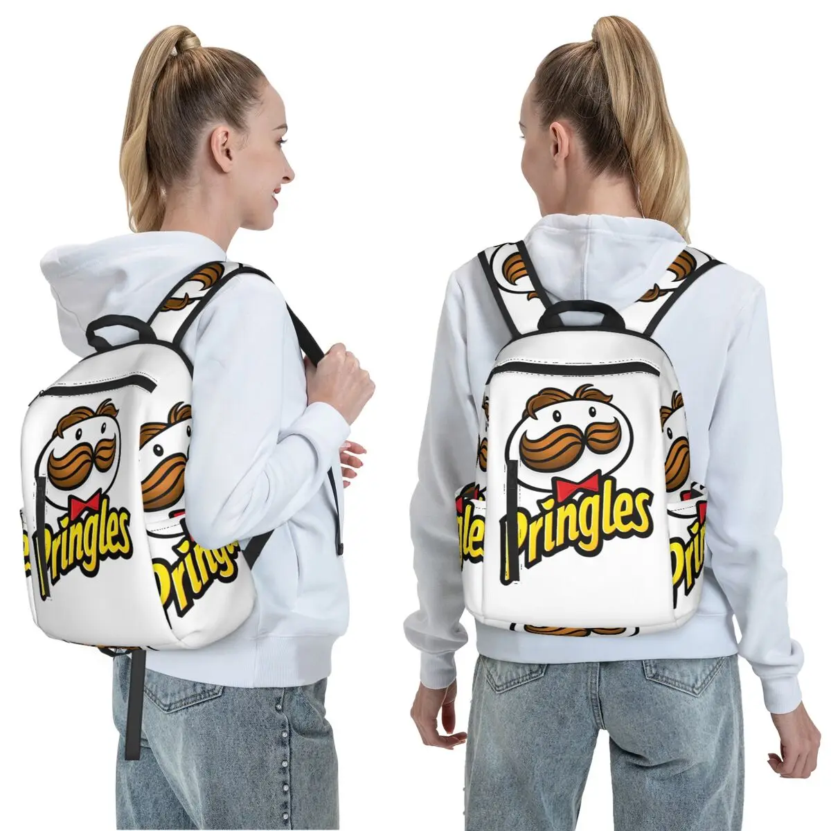 Potato Crisps Chips Pringles Print Backpack Daypack Large Capacity Kids BookBag School Bag Shoulder Bags for Men Women