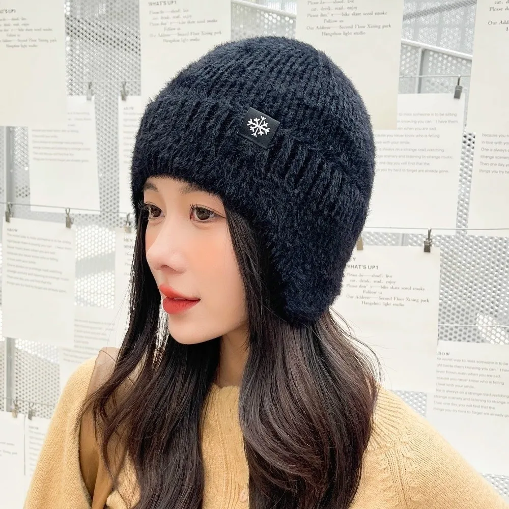 Gorro de invierno con orejeras cálido a prueba de viento a la moda, gorros de invierno de Material suave, gorro de esquí tejido, temporada de invierno