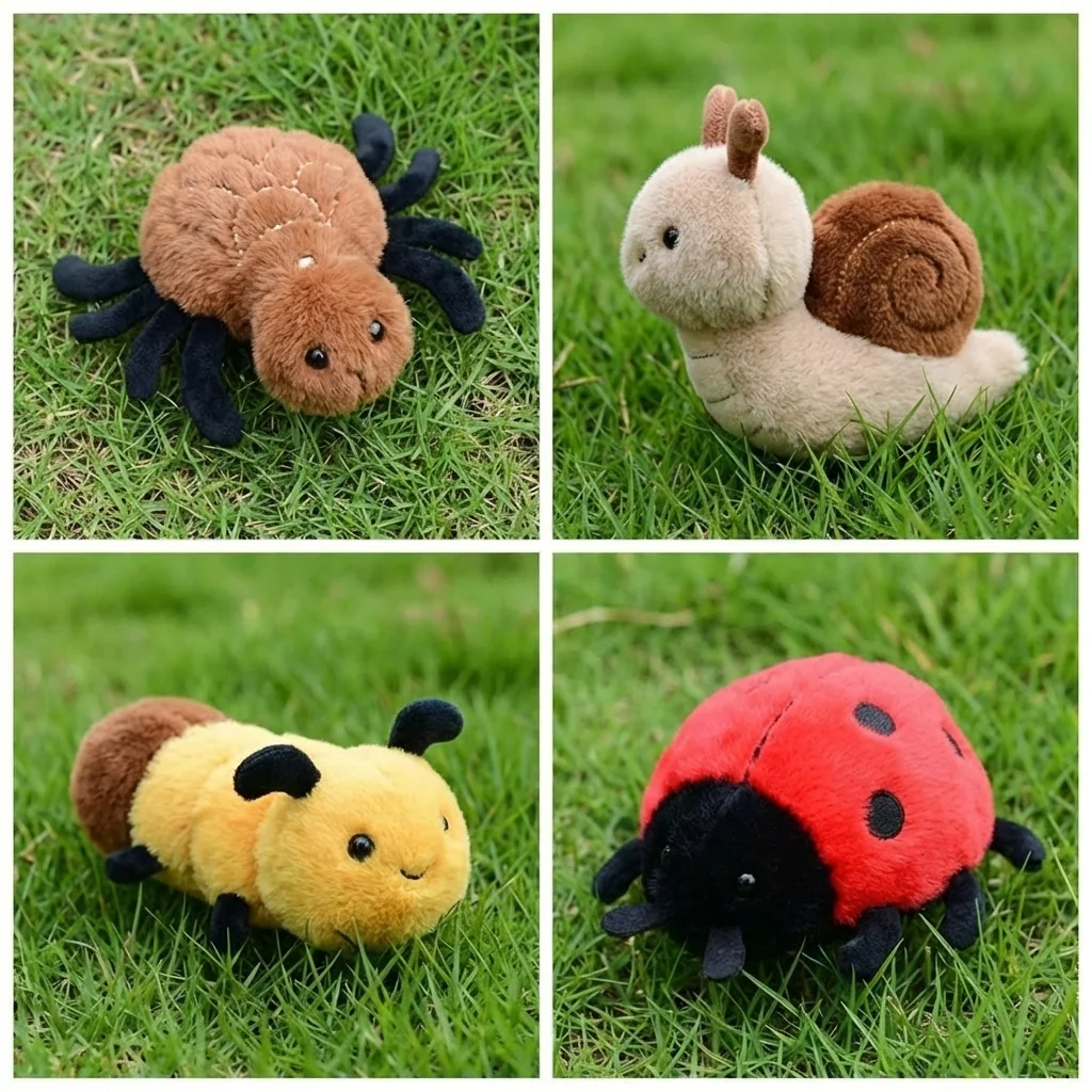 Creative Insect Plush Toy Small Spider Cute Insect Keychain Bag Charm School Bag Charm Snail Bee Stuffed Animal Doll Keyring