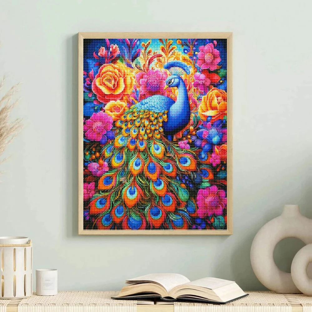 5D DIY Diamond Painting Flowers and Animals Full Round Diamond Mosaic Embroidery Peacock Cross Stitch Kit Art Home Decor