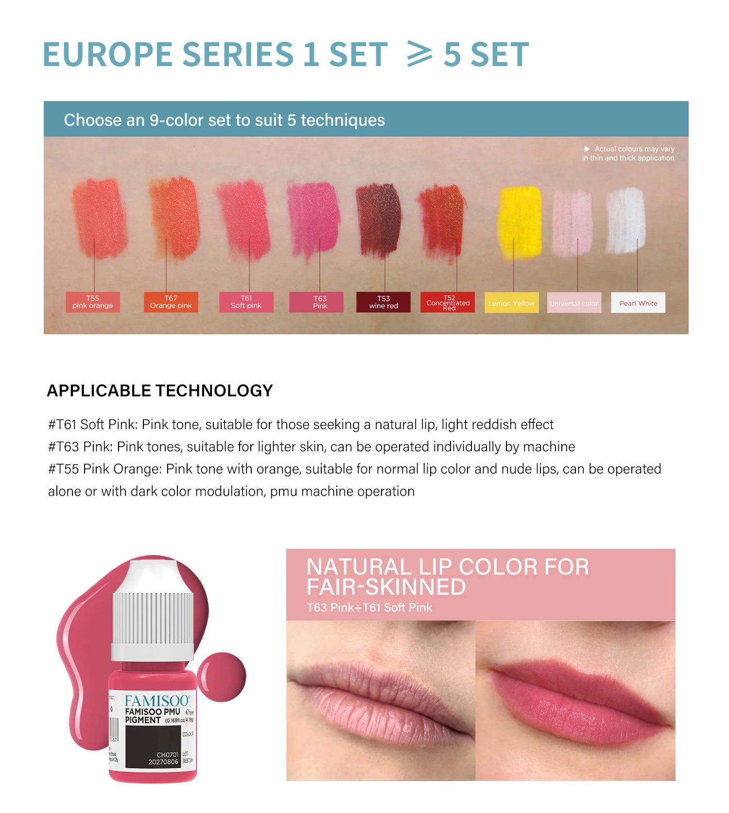 FAMISOO Best selling 5ml Lip Ink Permanent Makeup Pigments Eyebrows Henna Semi Permanent Microblading Latest Tattoo Paint Ink