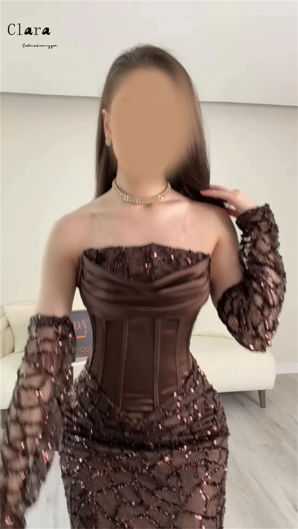 Clara personalizado brilhante fishtail sem alças vestido de noite feminino luxo 2025 luxuoso vestidos de noite femininos d/festa vestido de baile