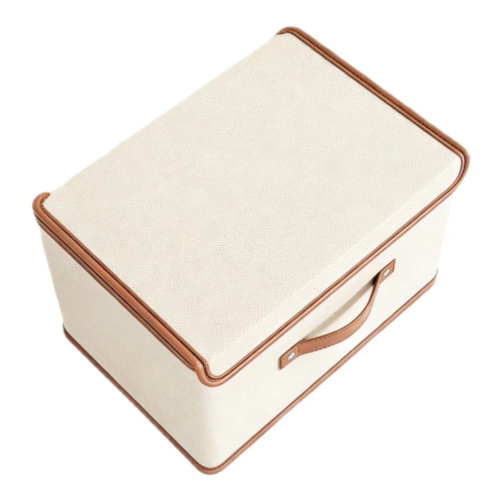 Clutter-free Space Organizer Storage Box Flip-top Lid Beige Oxford Storage Box Oxford Fabric Home Organization