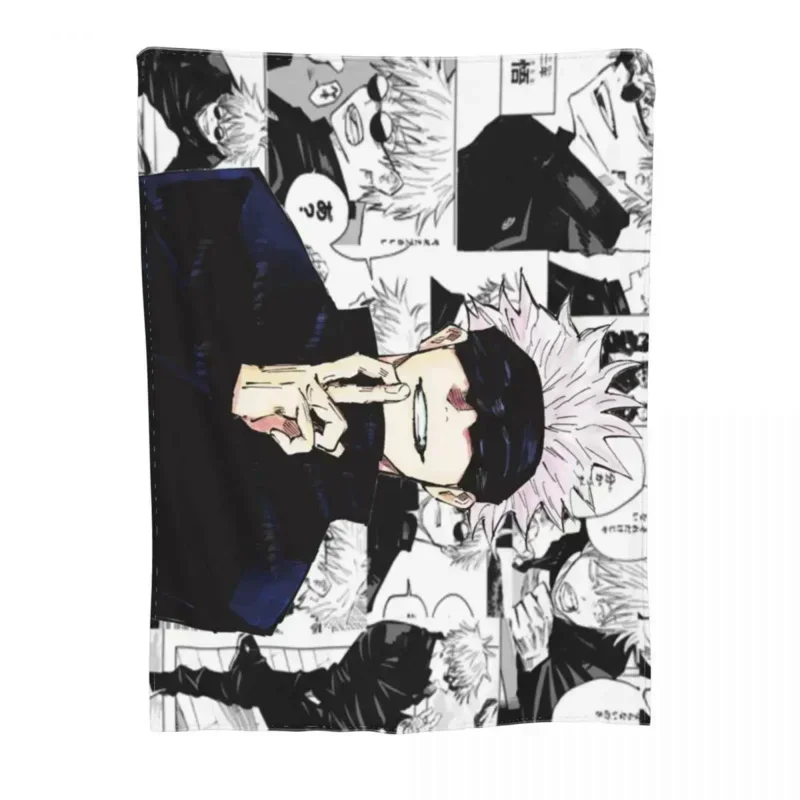 Gojo Satoru Collage مانغا بطانيات صوف Jujutsu Kaisen أنيمي خمر رمي بطانية للمنزل المفرش البطانيات المخصصة