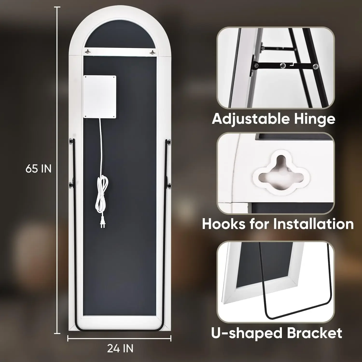 Led Gebogen Volledige Lengte Spiegel, Verlichte Vloer Staande Led Gebogen Spiegel Over De Volledige Lengte, Aan De Muur Gemonteerde Hangende Spiegel