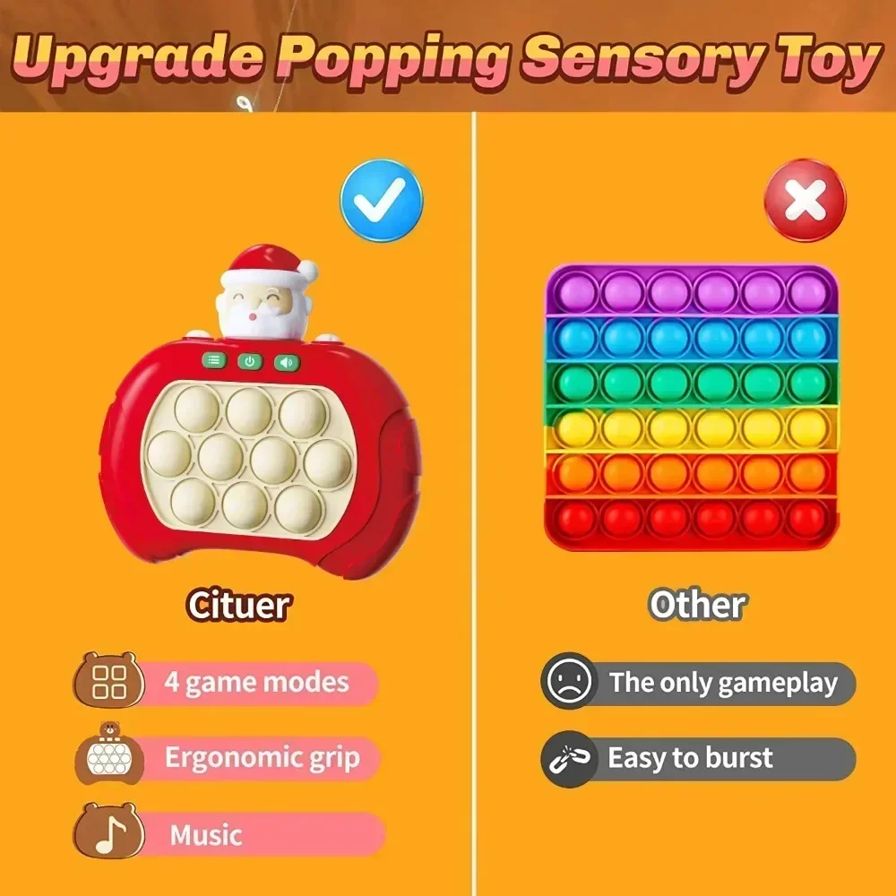 Christmas Pop Light Fidget Game Quick Push Bubble Game Handle Child Anti-Stress Halloween Toy Game Machine Relieve Stress Toy