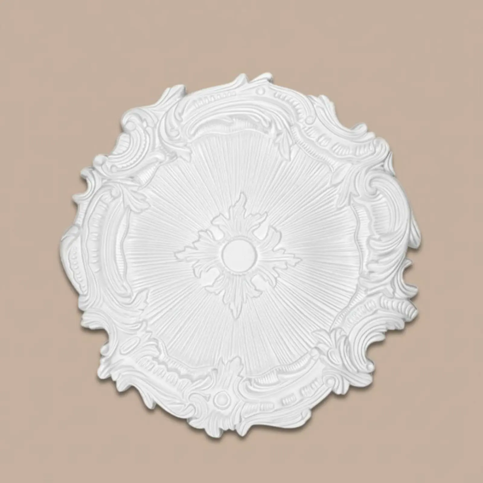 European Design Ceiling Medallion Lightweight Ornate Round Ceiling Medallion Long-Lasting Factory Primed for Living Room
