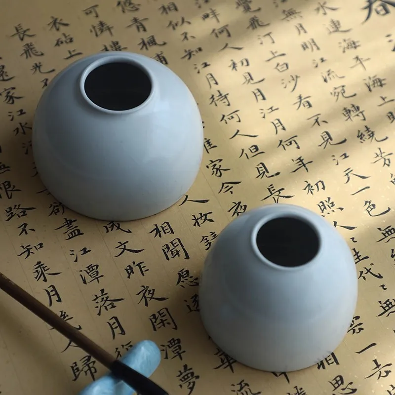 Handmade Ceramic Water Pot for Brush Wash - Chinese Calligraphy Sumi Painting Ink & Water Container Desk Decor