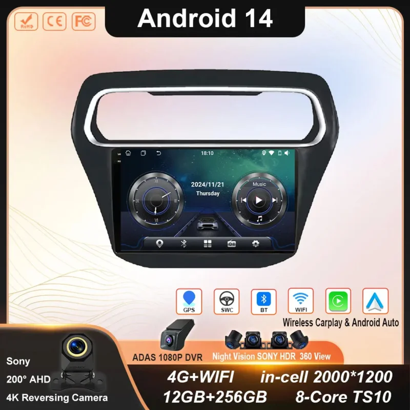 

Радио Android для Ford Escort 2015 2016 2017 2018 Высокопроизводительный процессор HDR QLED экран Мультимедийный плеер 5G WIFI BT без 2Din DVD