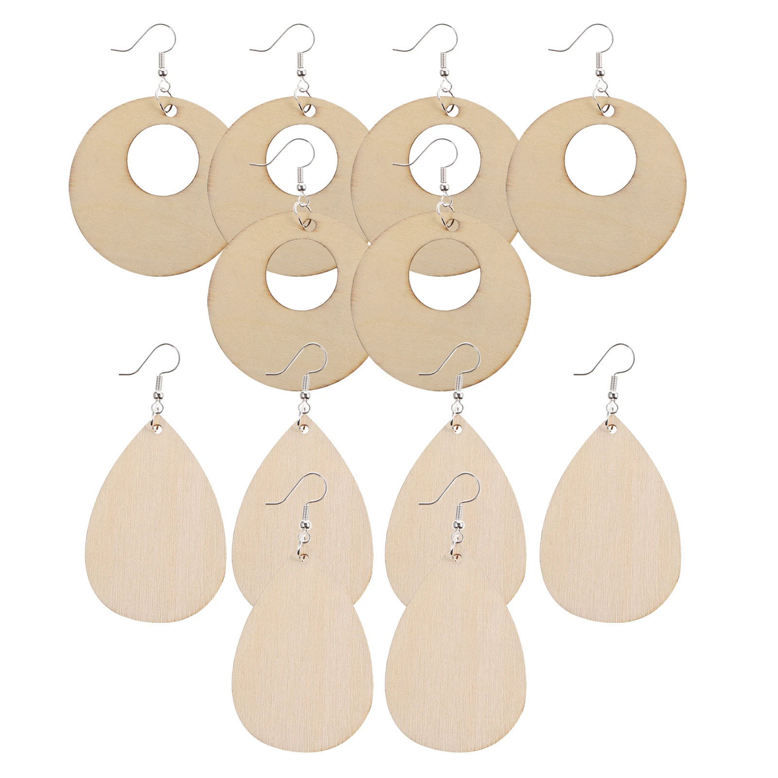 

300 pcs Wooden Earring Set Unfinished Pendants Sterling Silver Charms Diy Jewelry Making Accessories Sewing Kits